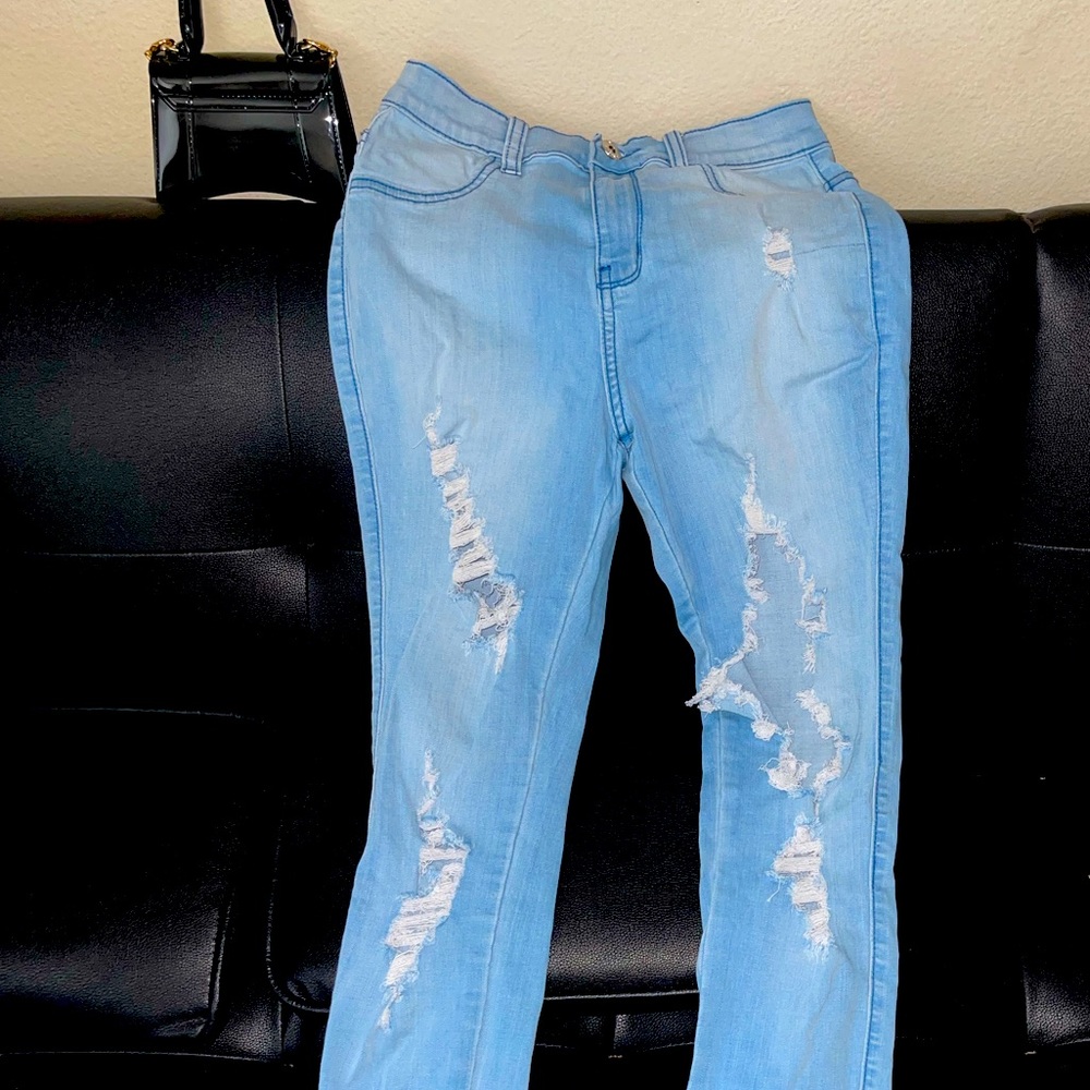 High Waisted Distressed Denim Jeans ✨